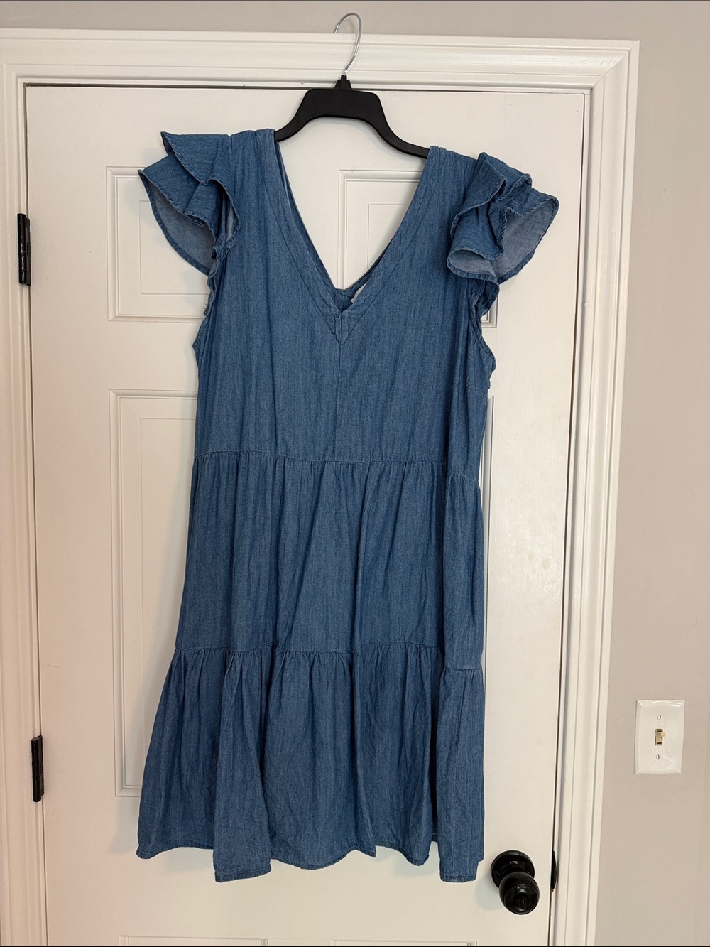 Chambray Tiered Dress